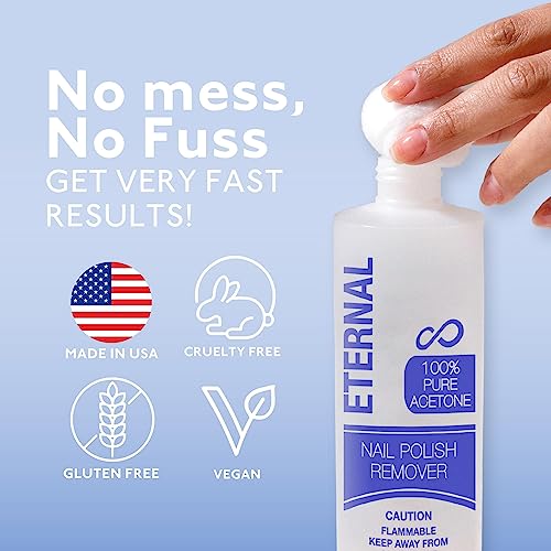 Eternal Gel Polish Remover for Nails - 100% Acetone Nail Polish Remover | Pure Acetone To Remove Acrylic Nails, Natural, Glue, Gel, Acrylic & Dip | Gel Nail Remover - 16 Fl Oz (Pack of 1)