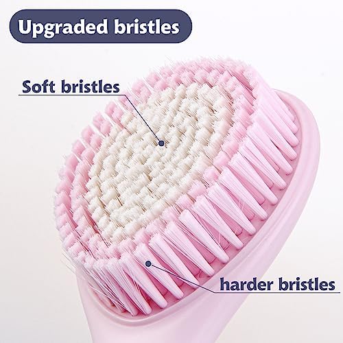 BEDELITE Back Bath Brush Long Handle for Shower of 2 - Soft Shower Brush for Men & Women,Back Brush Scrubber - 16.4" Long Skin Exfoliator for Body Bath Scrubber（2 Pack, Blue & Pink）