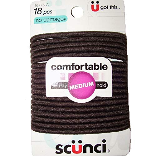 Scunci Comfortable All Day Medium Hold, Black 18 ea (Pack of 5)