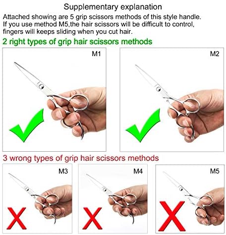 5.5" Barber Hair scissors Professional Hair Cutting Shears 440C Hair Cutting Scissors Shears Haircut Scissors Silvery Convex Blades KINSARO for Hairdresser Barber or Home Use