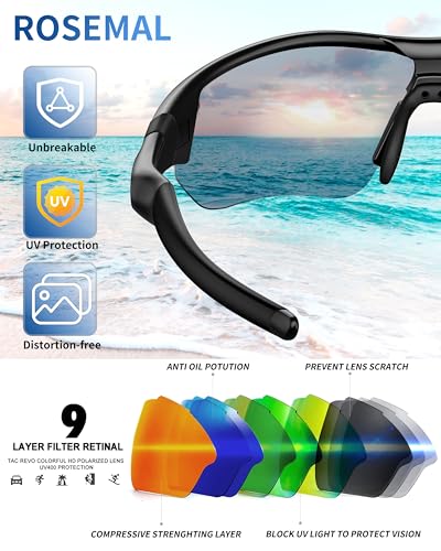 Polarized Sports Sunglasses for Men Women Youth Baseball Running Fishing Tennis Golf Cycling Driving Motor TAC UV400 TR90
