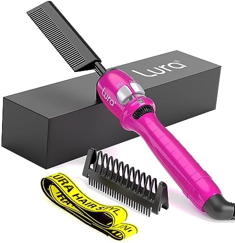 200-500°F Pink Hot Comb:Electric Hot Comb for Lace Front Wigs,Electric Pressing Combs for Black Hair,Electric Straightening Comb for African American Hair,