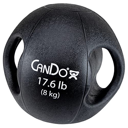CanDo Molded Dual-Handle Medicine Ball for Strength Training, Core Workouts, Warmups, Cardio, and Plyometrics with Handles for Home and Clinic Use