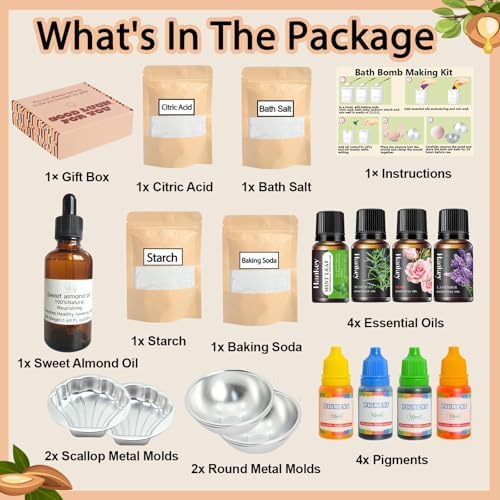 Bath Bomb Making Kit- Make Your Own Spa Set, Shower Craft Kits with Bath Bomb Molds, Soap Making Kits, Beginner Bath Bomb Kit DIY Bath Bombs Kit for Making Supplies Gifts for Girls Women