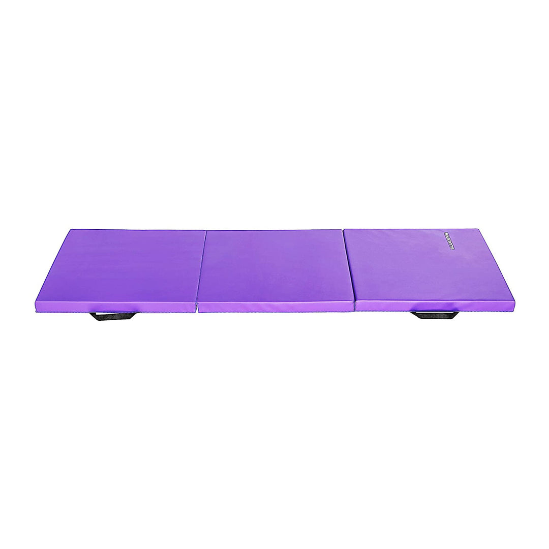 BalanceFrom 2" Thick Tri-Fold Folding Exercise Mat with Carrying Handles for MMA, Gymnastics and Home Gym Protective Flooring (Purple)