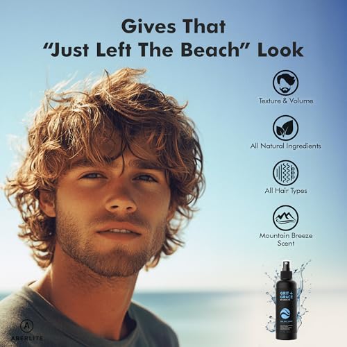Aberlite Grit+Grace Sea Salt Spray for Men & Women Beach Look - Hair Texture Styling Product for Beach Waves - Curly & Wavy Hair Texture Spray (6 FL OZ)