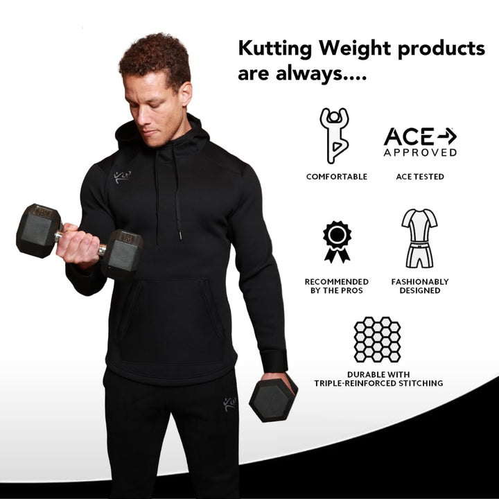 Kutting Weight - Sauna Hoodie V4 - SweatTech Neoprene Sauna Hoodie - For Exercise, Workout, Heat Training & Weight Loss - Breathable & Flexible - Maximize Workouts - Unisex - XS - Black