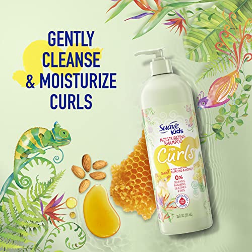 Suave Kids Shampoo & Conditioner for Curls, Sweet Almond & Honey 2-Pack + Detangler Spray for Kids with 100% Natural Marigold, Dermatologist-Tested & Tear Free