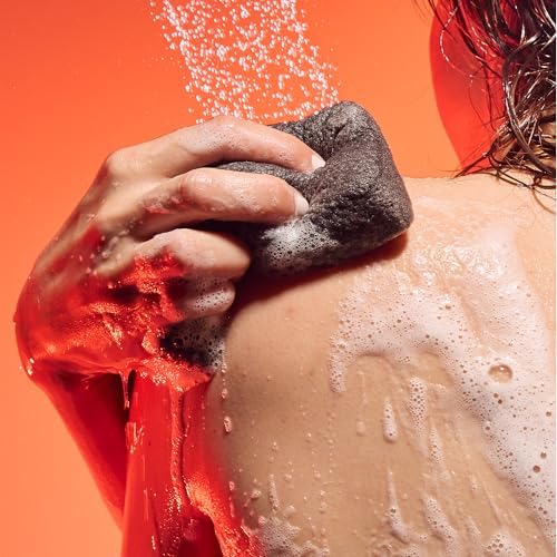 AKT The Konjac Sponge, Plant-Based Shower Sponge with Activated Charcoal, Exfoliating Body Sponge for Sensitive Skin, Natural, Shower Scrubber, Compostable Sponge, Bath Essential