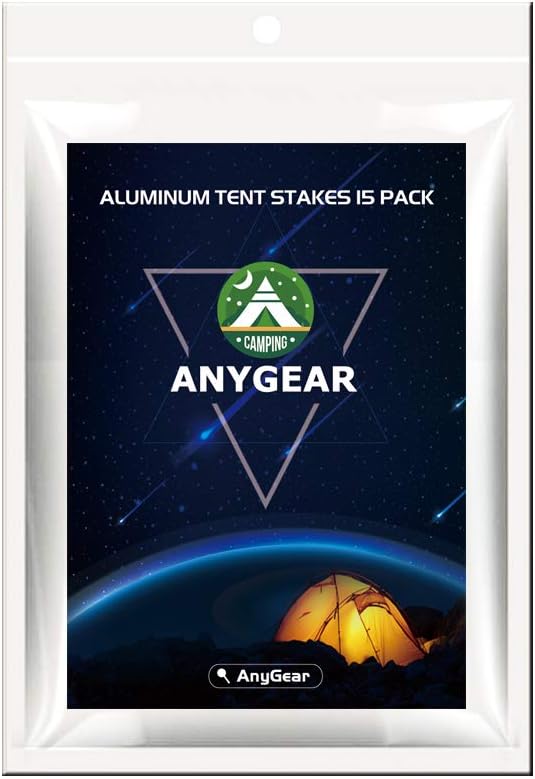 7075 Aluminum Tent Stakes 15 Pack - Ultralight Tri-Beam Tent Pegs with Reflective Rope - Essential Tent Accessories for Camping, Rain Tarps, Hiking, Backpacking