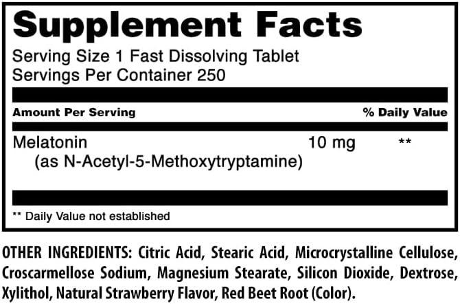 Amazing Formulas Melatonin 10 Mg Fast Dissolve Supplement | 250 Tablets | Strawberry Flavor | Non-GMO | Gluten-Free | Made in USA