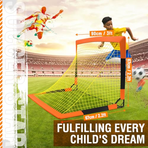 Dimples Excel Soccer Goals Kids Soccer Net for Backyard (3x2.2 FT 1 Pack, Orange Black)