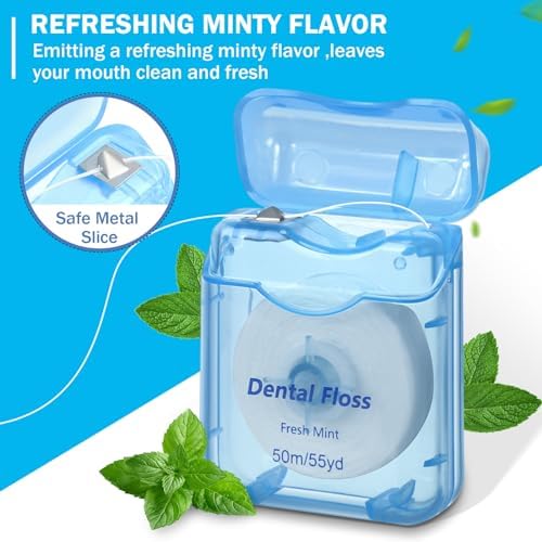 60 Pack Dental Floss Bulk Mint Flavored 50m Each Travel Dental Floss Oral Care for Teeth and Gum Protection(Multicolor)