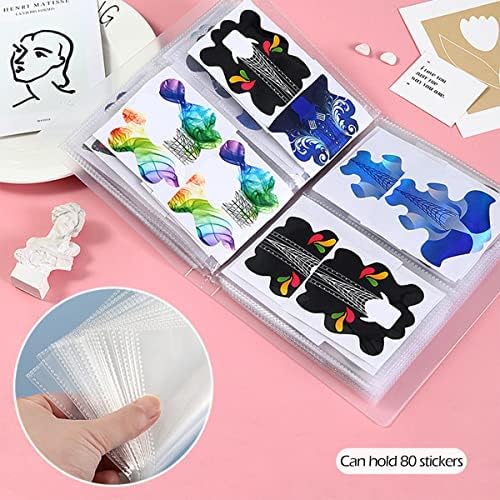 80 Slots Nail Art Sticker Storage Book Nail Art Decals Organizer Display Showing Book Collecting Album Nail Stickers Holder DIY Nail Art Design Tools