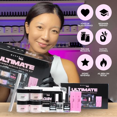 Acrylic Starter Kit for Beginners - Includes Pink & Clear Powder, High-Quality Acrylic Essentials Perfect for Aspiring Professional Nail Technicians