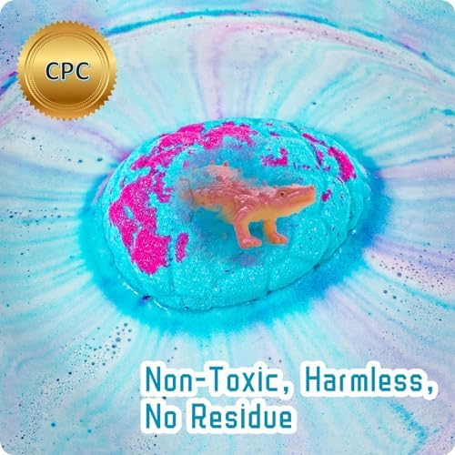 Bath Bombs for Kids with Surprise Toys Inside - 12 Pack Organic Dinosaur Bath Bombs Easter Eggs Gifts, Dinosaur Toys for Kids 3 4 5 6 7 8 9 Years, Dino Egg Bath Bomb for Girls and Boys