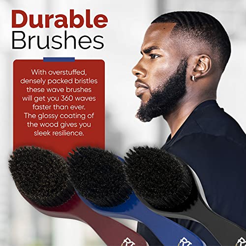 Men's 360 Wave Brush Set - Three Handle Brushes for 360 Waves (Soft, Medium & Hard) - Grooming Gift Set