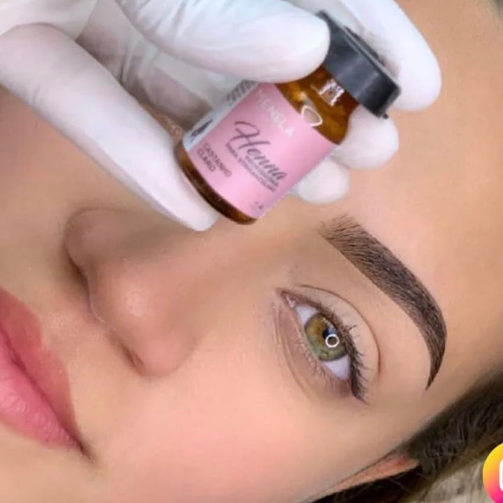 Eyebrow Henna Tint Kit - Light Brown Brow Color with Bamboo Extract - Natural Look, Easy Application - 2.5g Henna + 15ml Fixer - Ammonia-Free, Vegan, Cruelty-Free