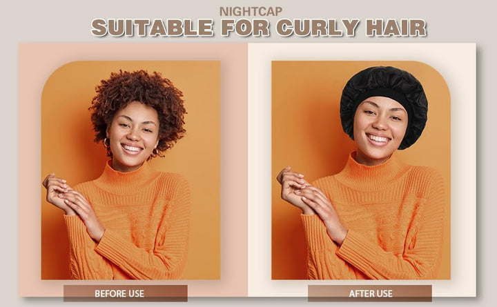 beauty YFJH Soft Satin Silk Salon Bonnet Night Sleeping Wide Band Hat Hair Loss Cap for Women