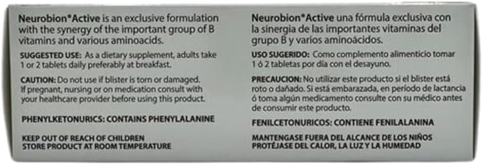 Neurobion Active 30 Tablets Multivitamin L-Glutamic Acid Dietary Supplements, 1 Count (Pack of 1)
