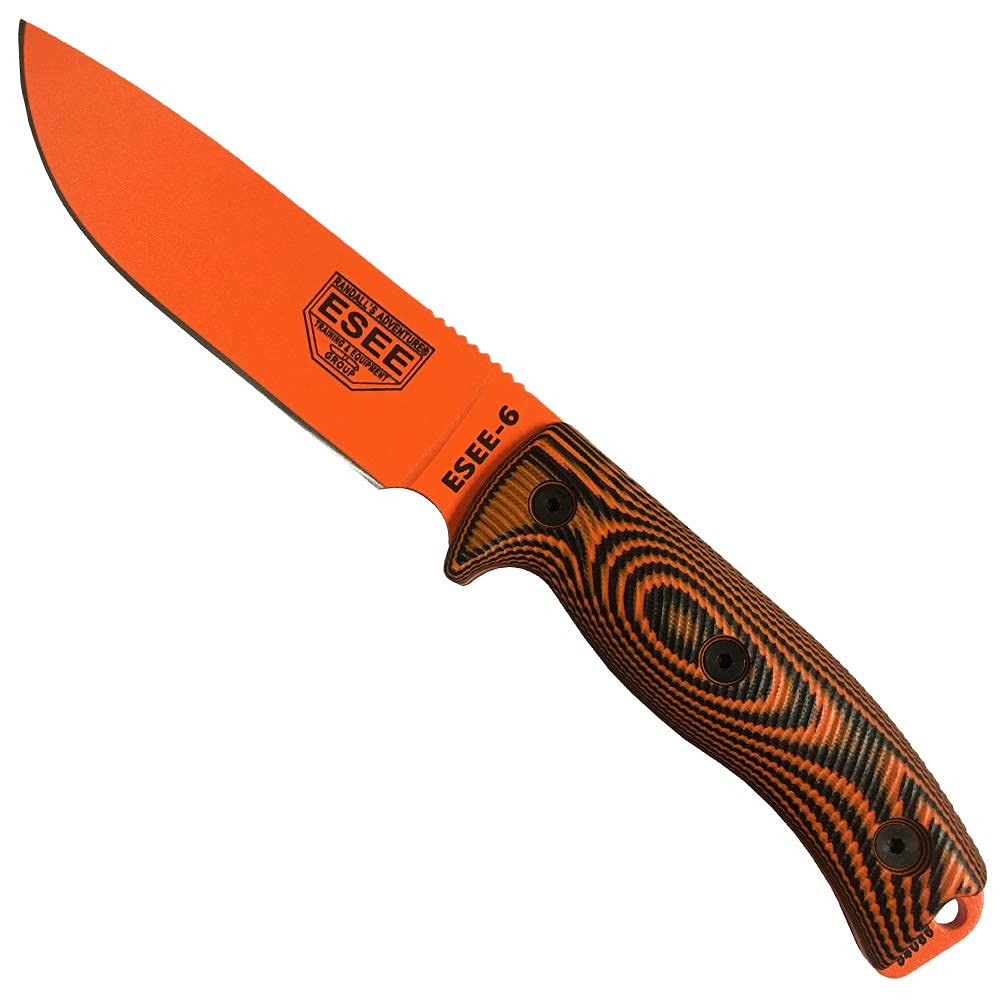 ESEE-6 1095 Carbon Steel, Black Sheath (Orange Blade, Orange/Black G10 3D Handle)