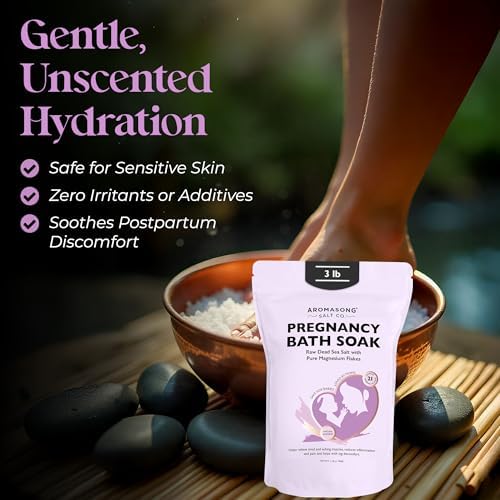 Aromasong Pregnancy Bath Soak 3 LB - 100% Pure Magnesium Flakes with 21 Essential Dead Sea Minerals and Natural Lavender - Better Absorbing Than Epsom Salt
