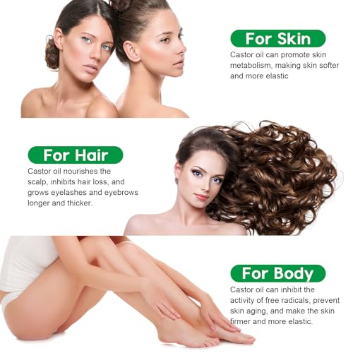 2PCS Jamaican Black Castor Oil for Hair Growth,Thicker Eyelashes & Eyebrows,Castor Oil for Face,Body & Skin,100% Pure Cold Pressed Black Castor Oil,Hair Nourishing Oil