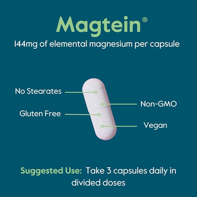 BESTVITE Magtein Magnesium L-Threonate Capsules - 2000mg per Serving (240 Vegetarian Capsules) (120 x 2)- Patented and Bioavailable Magnesium - No Stearates - Vegan - Non GMO - Gluten Free