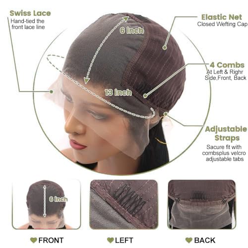 30 Inch 13x6 Lace Front Wigs Human Hair Pre Plucked Straight HD Lace Front Wigs Human Hair 180 Density 13x6 Frontal Wigs with Baby Hair Straight Glueless Wigs Human Hair for Women