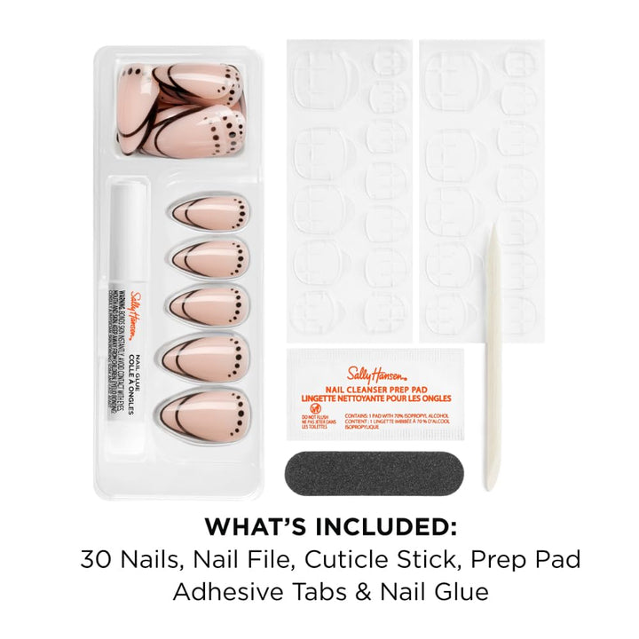 Sally Hansen Instant Cuticle Remover & Press-On Nails Kit | 15 Sec Aloe Formula