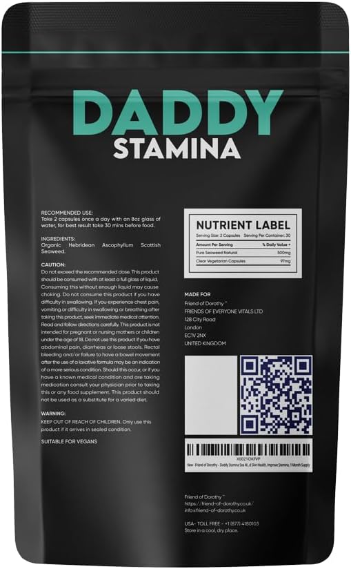 Daddy Stamina Sea Moss Capsules - Pure Seaweed Supplement for Energy and Skin Health, Ultimate Anti-Aging Natural Supplement for Men