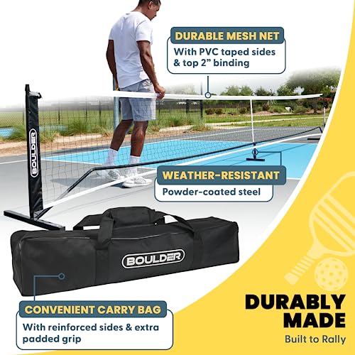 Boulder Pickleball Net - Premium USAPA Standard Full Court 22ft Pickleball Net Set with Additional 11ft Half Court Pickle Ball Tennis Net