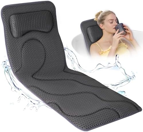Full Body Bath Pillow for Tub - Luxury Bathtub Pillow for Full Back, Head and Neck Support, Quick Dry Bath Cushion, 168 Suction Cups, Bathtub Accessories for Gift