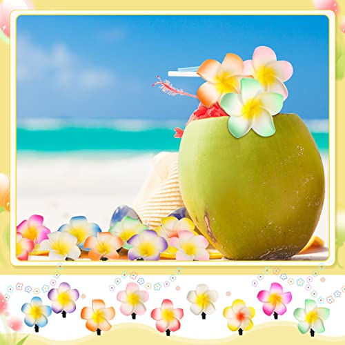 WILLBOND 36 Pieces Plumeria Flower Hair Clips Hawaiian Foam Flower Frangipani Artificial Clips for Bridal Wedding Luau Beach Tropical Vacation Party Hair Decorations(7 cm/ 2.8 inch)
