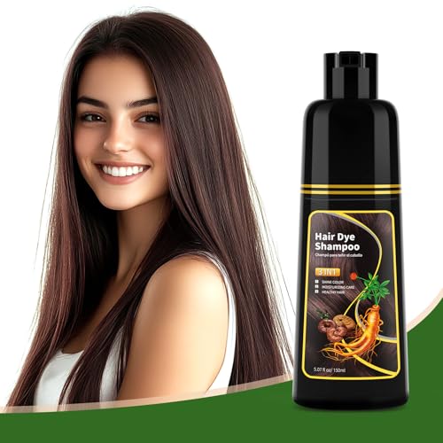 Dark Brown Hair Dye Shampoo - Natural Nutrition for Gray Hair Coverage, 3 in 1 Shampoo for women, Semi Permanent Hair Color for Instant, Lasts 30 Days/Natural herbal Ingredients, 150 ML/5.07 OZ