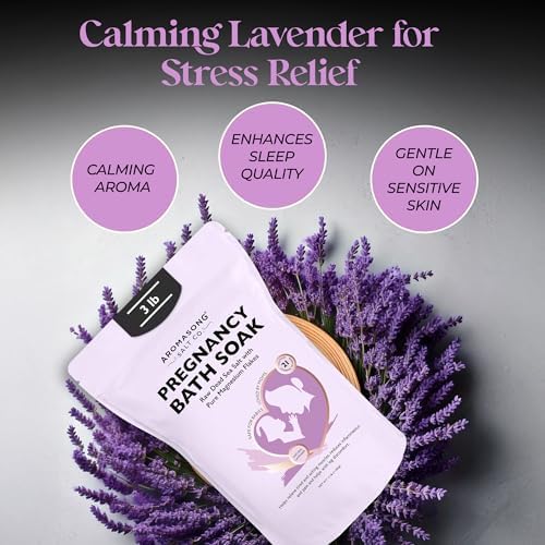 Aromasong Pregnancy Bath Soak 3 LB - 100% Pure Magnesium Flakes with 21 Essential Dead Sea Minerals and Natural Lavender - Better Absorbing Than Epsom Salt