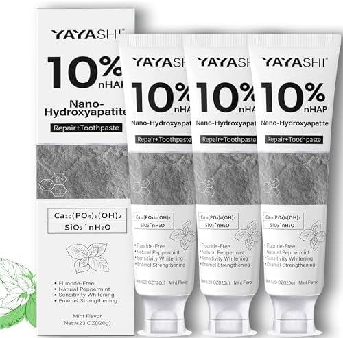 Nano-Hydroxyapatite Toothpaste – 10%-Hydroxyapatite -Appropriate for Sensitive Teeth, Whitening | Fluoride-Free, Mint Flavor, for Adult, Kids Oral Care