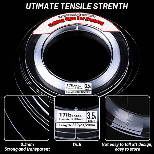 Fishing Line Clear, Acejoz 656FT Clear Fishing Wire for Hanging, 200 Meters 0.3mm Nylon String Supports 17 Pounds, Invisible Fishing Line for Balloon Garland Hanging Decorations Beading and Crafts…