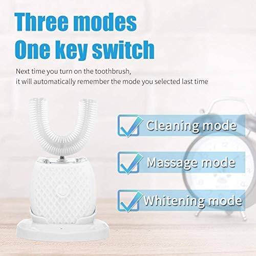 Automatic Ultrasonic Toothbrush,Electric Ultrasonic Toothbrush for Adults 360° Electric Toothbrush 30'' Automatic Timer Wireless Charging Washable Travel Home Dual-use (White)