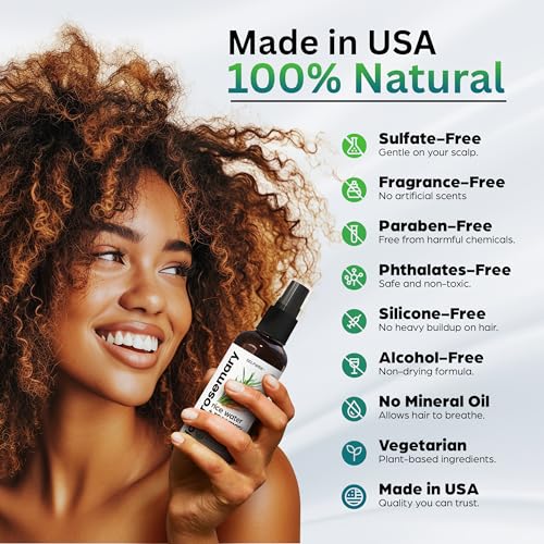 NEW Fermented Rice Water Hair Growth Spray with Rosemary, Biotin, Keratin, Caffeine, Vitamins C & B5 - For Thinning Hair, Hairfall, Thicker, Longer, Softer Hair - All Hair Types - Men & Women