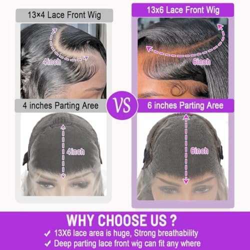 30 Inch Deep Wave Lace Front Wigs Human Hair 13x6 HD Transparent Lace Front Wigs Pre Plucked Deep Curly Human Hair Wigs for Women Deep Wave Frontal Wig with Baby Hair Natural Color