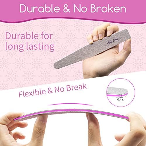 50 Pcs Nail File Set, Emery Board Nail Files for Natural Nails 180/240 Grit Nail File for Natural Nail Shaping Nail Filers Manicure Tools