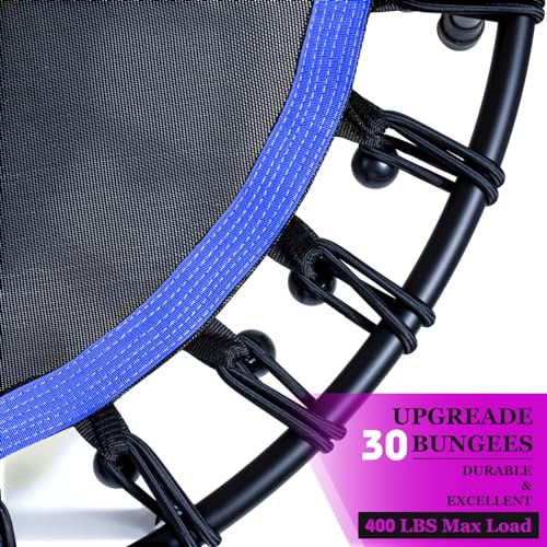 DARCHEN 400LBS Rebounder Trampoline for Adults, Indoor Mini Trampoline Silent Fitness Trampoline Small Bungee Rebounder Jumping Cardio Trainer Workout Exercise Workout with Handrail Bar [40 Inch]