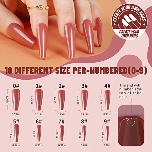 Teenitor Full Cover Color Press On Coffin Nails, 576pcs Fake Nail Tips in 24 Colors, Glue On Long Ballerina False Nails