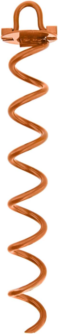 7Penn Ground Anchors Screw in 4 Pack - 16 Inch Orange Spiral Dog Leash Ground Anchor Tie Down - Heavy Duty RV Canopy Stakes for High Wind Camping Tents with 475 lbs Pull Force
