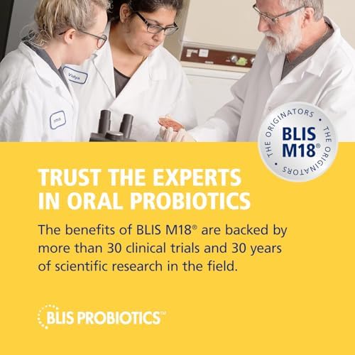 BLIS Teeth & Gums Oral Probiotics for Mouth M18 Formula Available, 2.5 Billion Cfu - Mouth Probiotic for Tooth and Gum Health, Adults and Kids - Sugar-Free Lozenges, 30 Day Supply