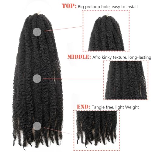 8 Packs Marley Twist Braiding Hair 24 Inches MarleyTwist Hair Long Cuban Twist Hair Marley Afro Kinky Curly Twist Faux Locs Crochet Hair Synthetic Marley Hair Extensions