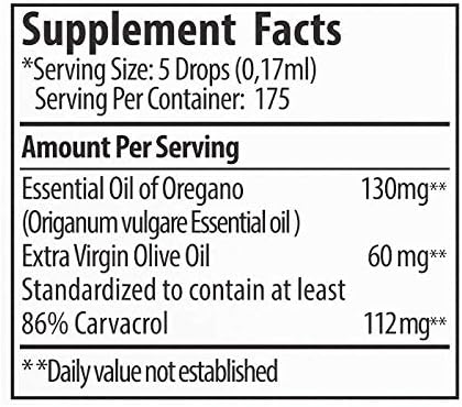 Zane Hellas 70% Oregano Oil. Greek Essential Oil of Oregano .86% Min Carvacrol. 112 mg Carvacrol Per Serving. Probably The Best Oregano Oil in The World. 1 fl. oz.- 30ml