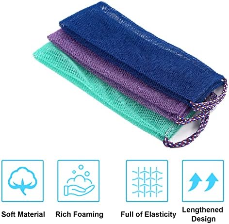 3 PCS African Exfoliating Net,African Net Sponge,Exfoliating Body Scrubber Back Scrubber for Shower,Exfoliating Washcloth African Net Bath Sponge Exfoliating Net for Men Women Daily Shower Bathing