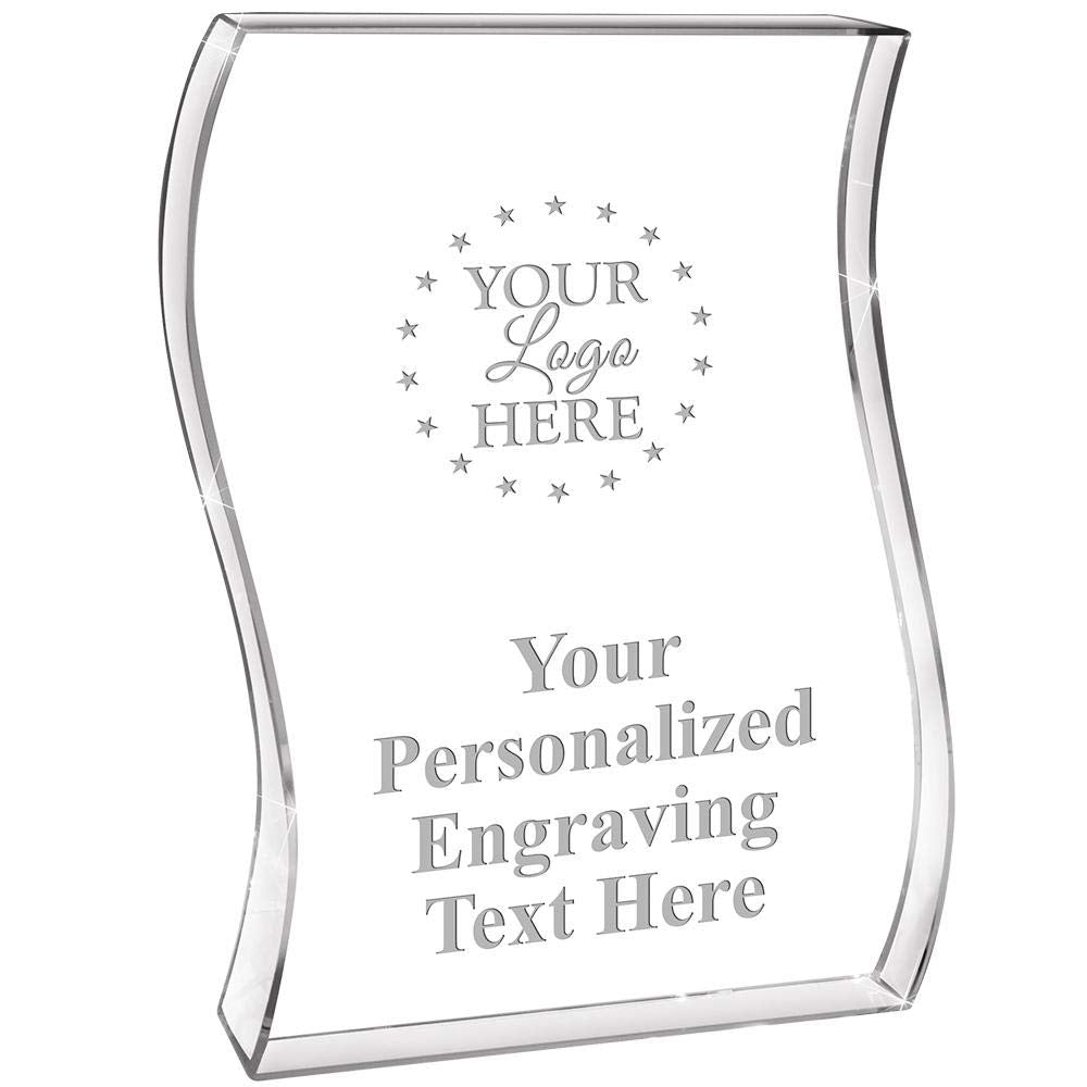Employee of The Month Wave Acrylic Award, 4" H Personalized Employee Award, Engraving Included Prime